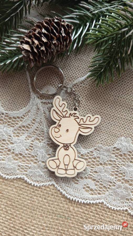 Drewniany brelok świąteczny renifer 3 wzory do Bełchatów