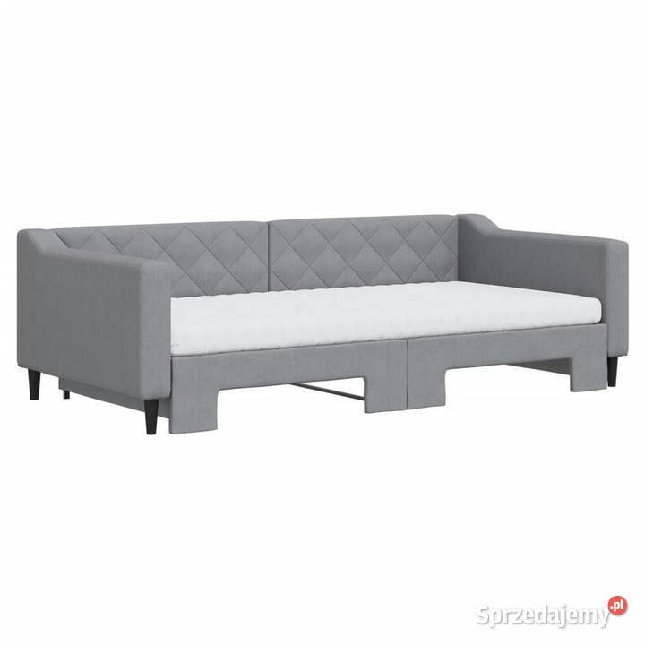 Sofa rozsuwana z materacami jasnoszara tkanina mazowieckie Warszawa