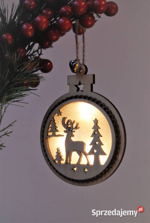 Zawieszka drewniana podświetlana bombka LED beżowy Lublin sprzedam