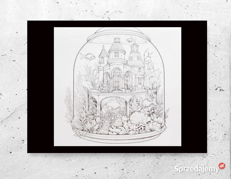 biało czarny plakat A4 akwarium plakat 21x30 czarny Olsztyn