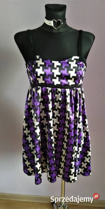 Sukienka Burlesque S fioletowo biało czarna Krosno