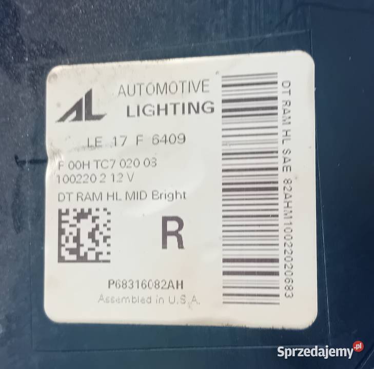 Dodge Ram 2019 Full Led reflektor lampa prawy Przeźmierowo