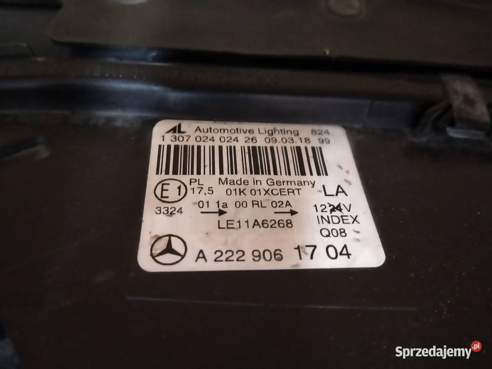 MERCEDES SKLASA W222 FULL LED LAMPA LEWA PRZÓD Kargowa