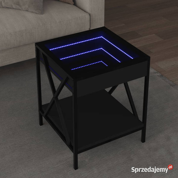 Stolik kawowy z LED Infinity czarny 40x40x49 Dom i Ogród mazowieckie