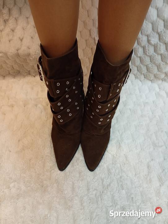 41 Brązowe bogato zdobione krótkie Kozaki inna Kraków sprzedam