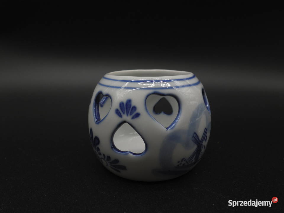 Ceramiczny świecznik w stylu Delft Blue Denmark Raszków