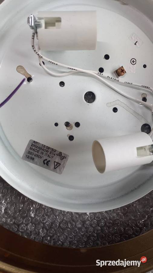 Plafon mosiężny ze szklanym kloszem Lampa Gawroniec