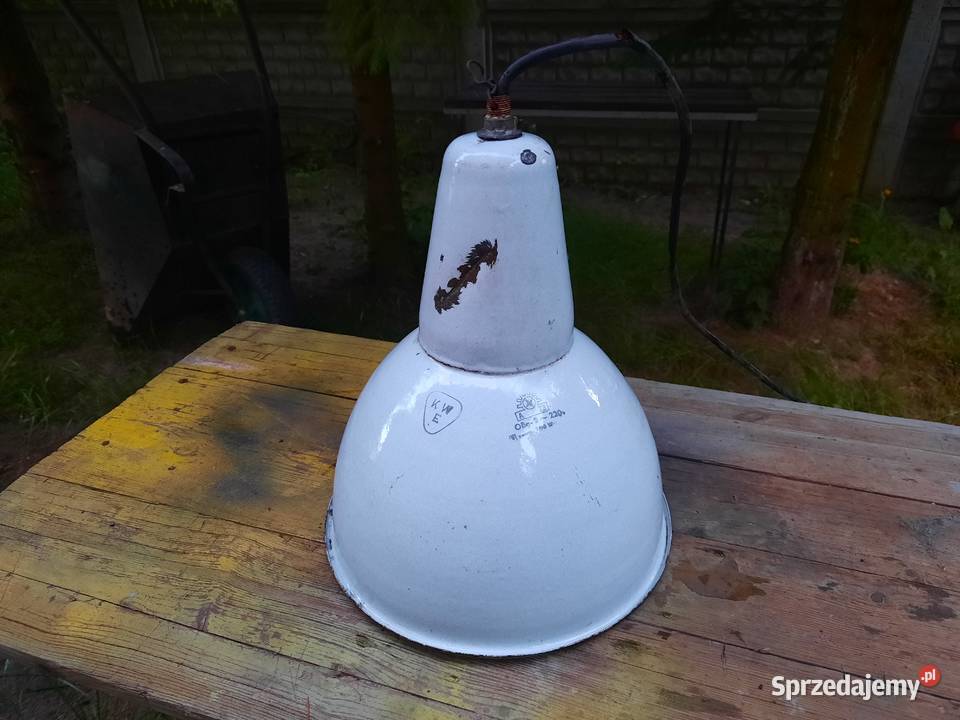 Zabytkowa lampa przemysłowa OBg4 PRL Vintage Antyki Sieradz