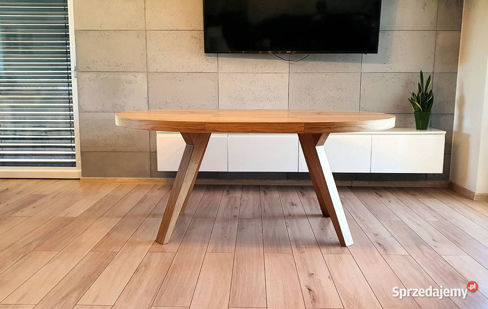 Nowoczesny stół dębowy okrągły rozkładany 2x50 Krosno