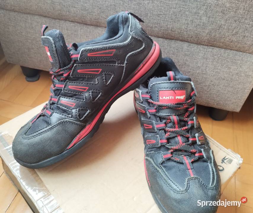 Buty skórzane czerwone czarne robocze z noskiem Piaseczno sprzedam