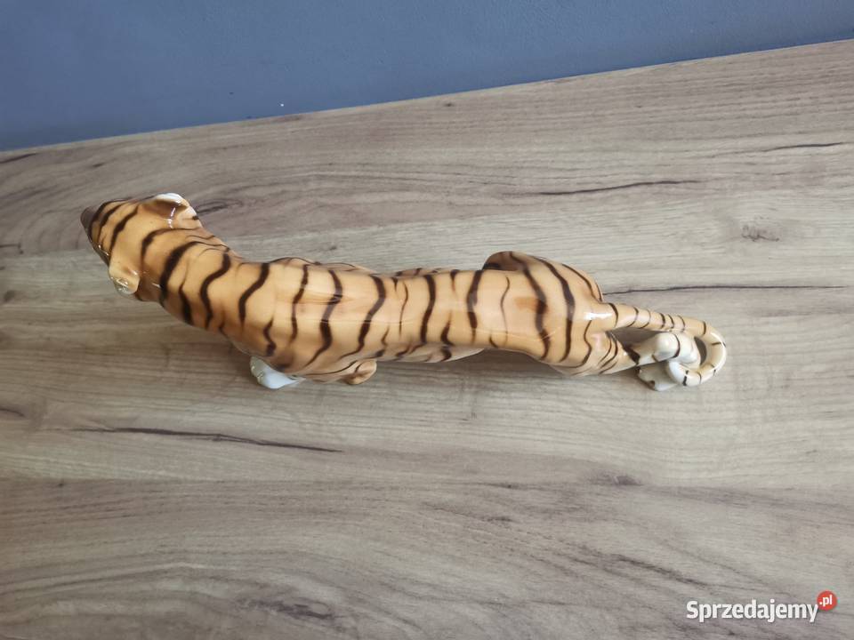 Stara duża figurka porcelanowa Tygrys Royal Dux Katowice