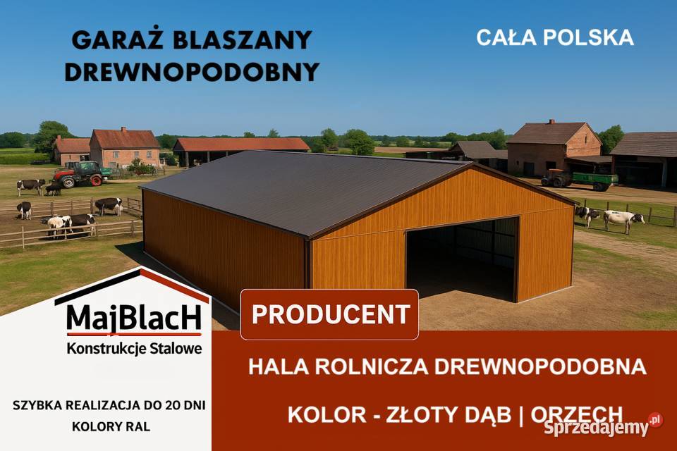 DŁUGI Garaż Blaszany Dwuspadowy Złoty Dąb Wiata