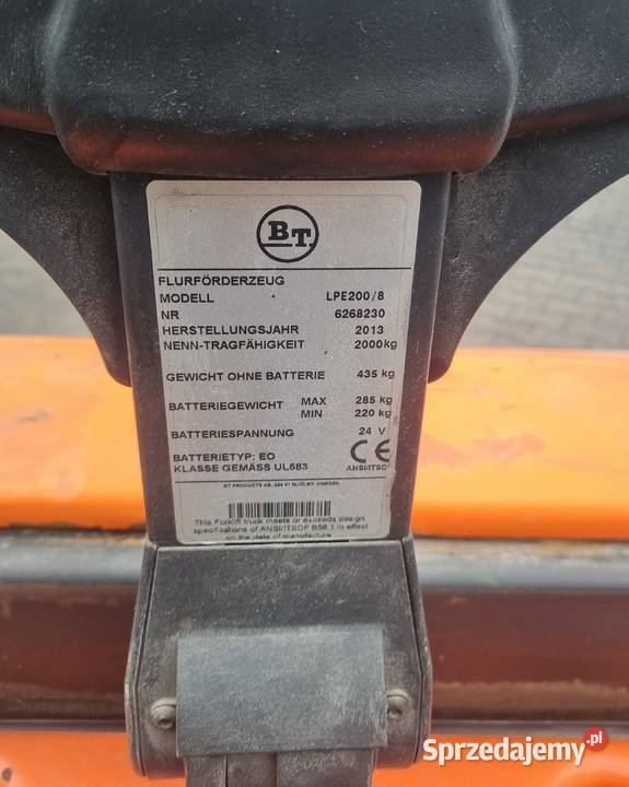 Wózek elektryczny paletowy z podesterm BT Toyota Wózki widłowe Suchedniów