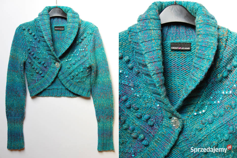 DKNY sweter bolerko turkus wełna 34 XS lubelskie Lublin sprzedam