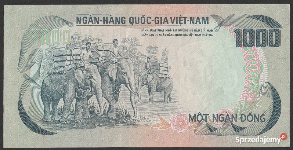 WIETNAM 1000 DONG 1970 STAN BANKOWY UNC łódzkie Łódź sprzedam