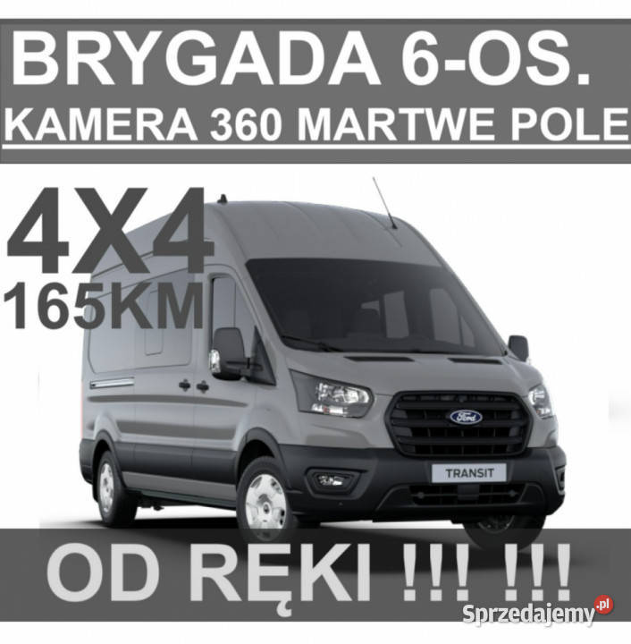 Ford Transit 4X4 L4H3 165 Brygadowy 6osob Kamera nieuszkodzony Szczecinek