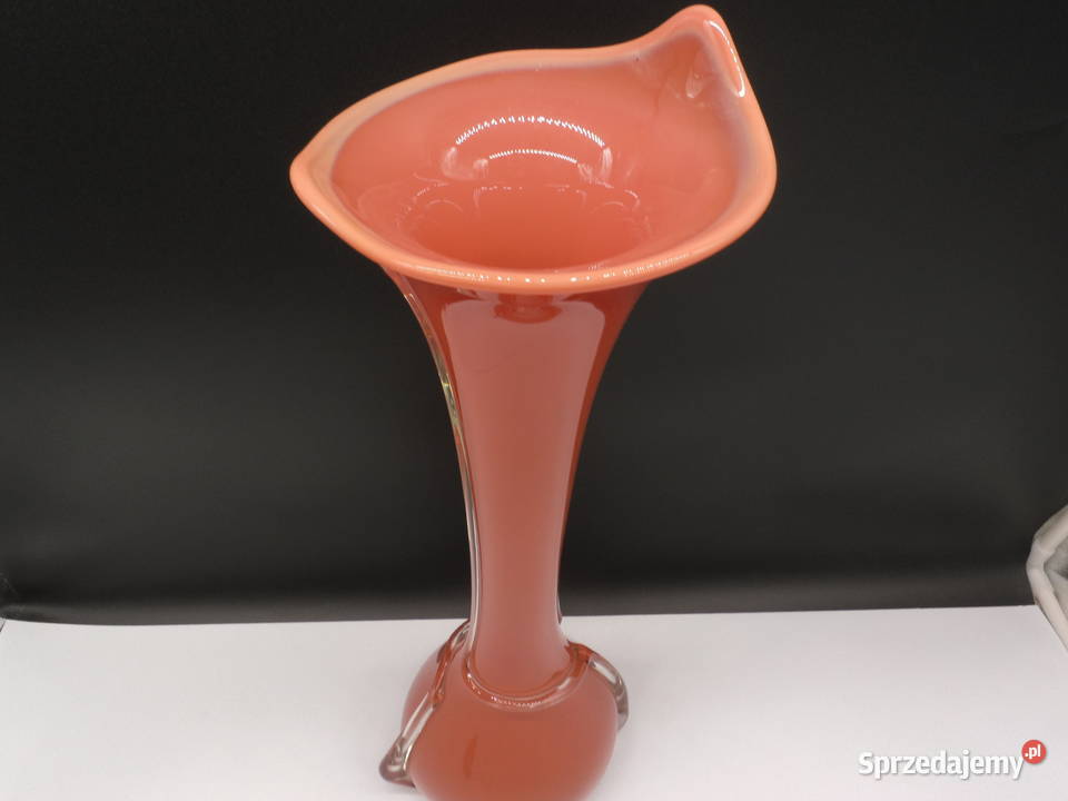 Artystyczny Wazon Kalia Szkło Kolorowe Oplot PRL Porcelana i szkło wielkopolskie Raszków