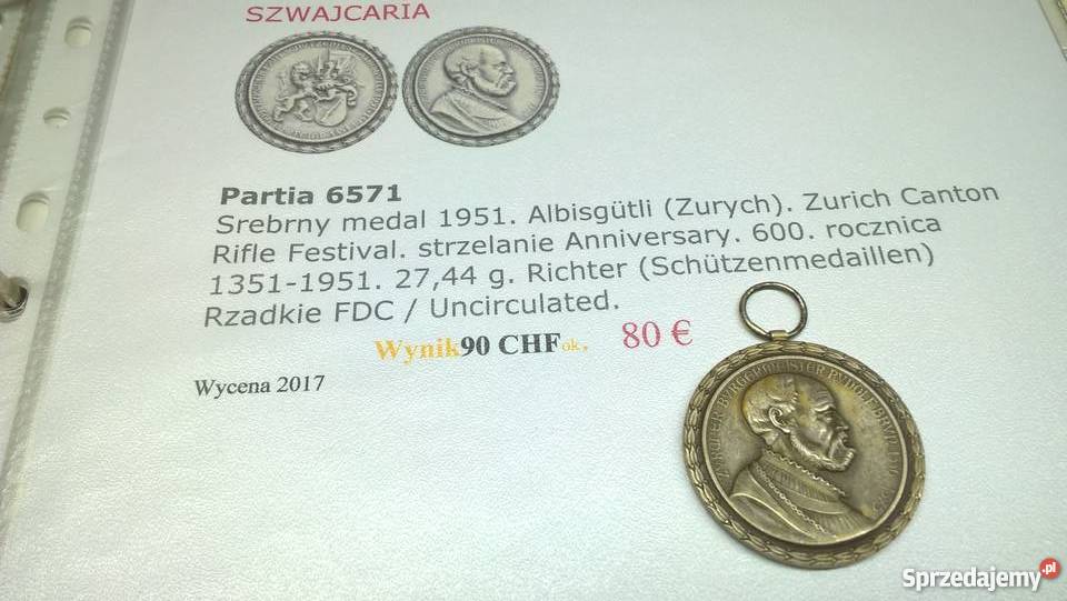medal SZWAJCARIA Warszawa