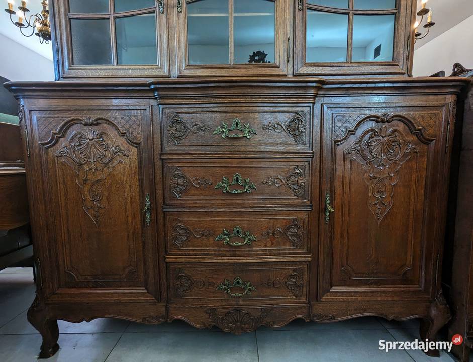 Dębowy kredens ludwikowski kompletusklep Dąbrowa