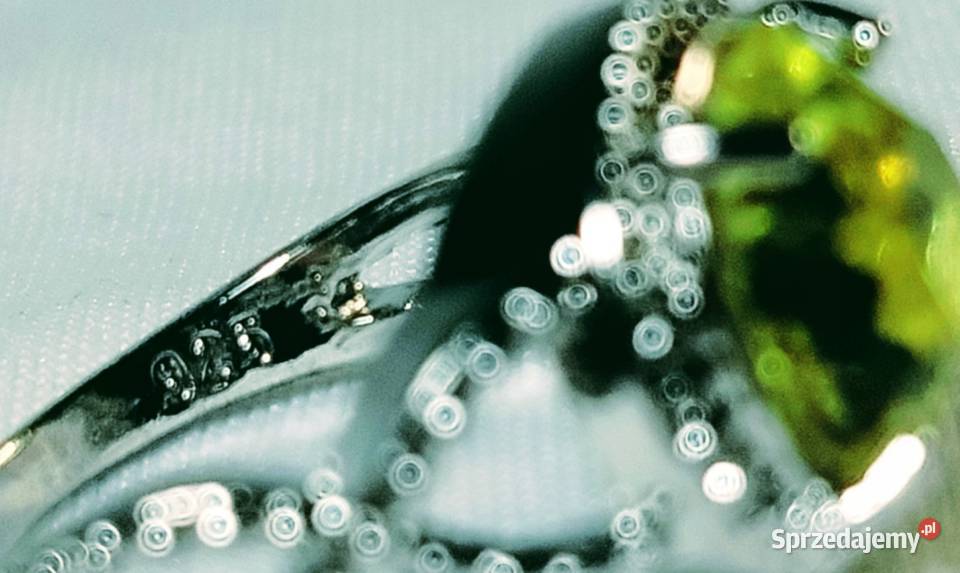 SrebroZłoto18K Naszyjnik Limonkowy Kamień srebro śląskie Poraj