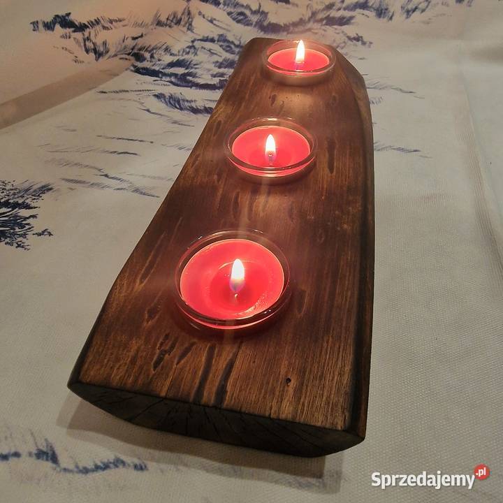 Świecznik bukowy opalany DeepWax żywica 3 brązowy Sępopol