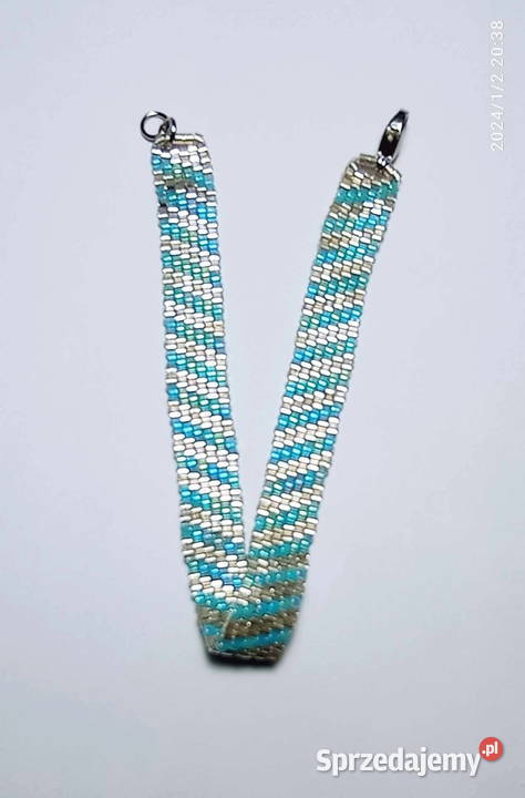 BRANSOLETKA KORALIKOWA SREBRNOBŁĘKITNA sprzedam