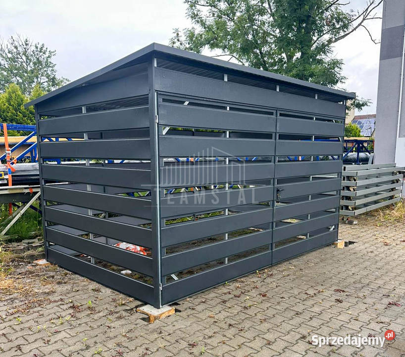 Wiata śmietnikowa 4x2m Antracyt furtka TS1139 Suwałki