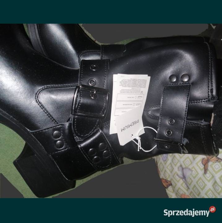 Skórzane RESERVED Premium Buty Botki Biker SKÓRA skóra Kozaki wielkopolskie Leszno