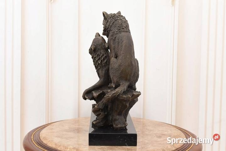 Dwa Wilki z Brązu Wilk Wilczyca Figura Rzeźba z małopolskie Kraków sprzedam