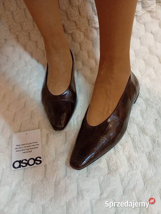 40 ASOS Design brązowe czekoladowe baleriny z Asos Obuwie