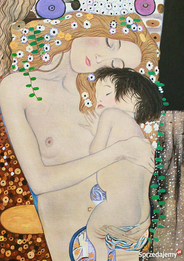 Obraz olejny Matka z dzieckiem pionowy Gustav Warszawa sprzedam