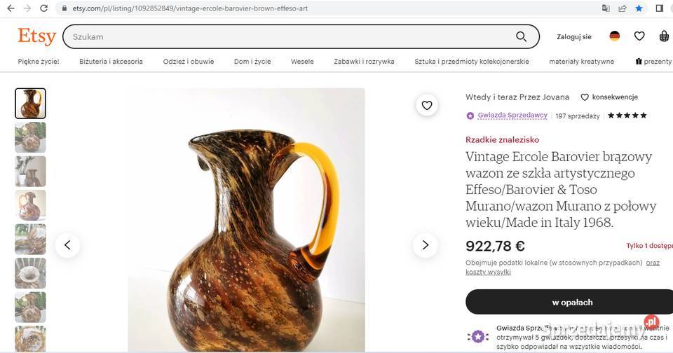 MURANO Ercole Braovier brązowy wazon Myślenice sprzedam
