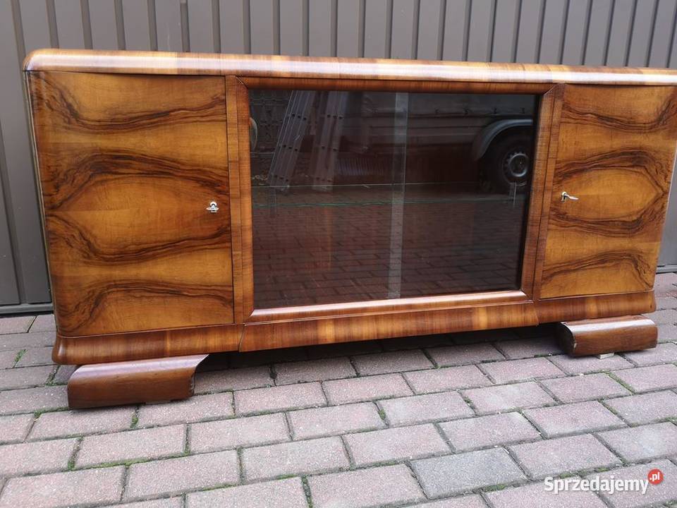 Komoda RTV ART-DECO Niska Orzech 152 Stara Antyk Po Renowacji.