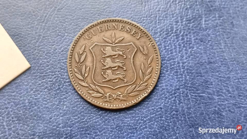 Stare monety 8 doubles 1885 Guernsey Lesko