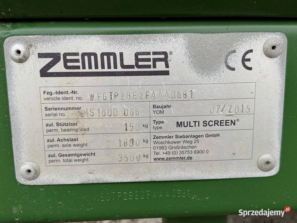 Przesiewacz bębnowy Zemmler ms 1600