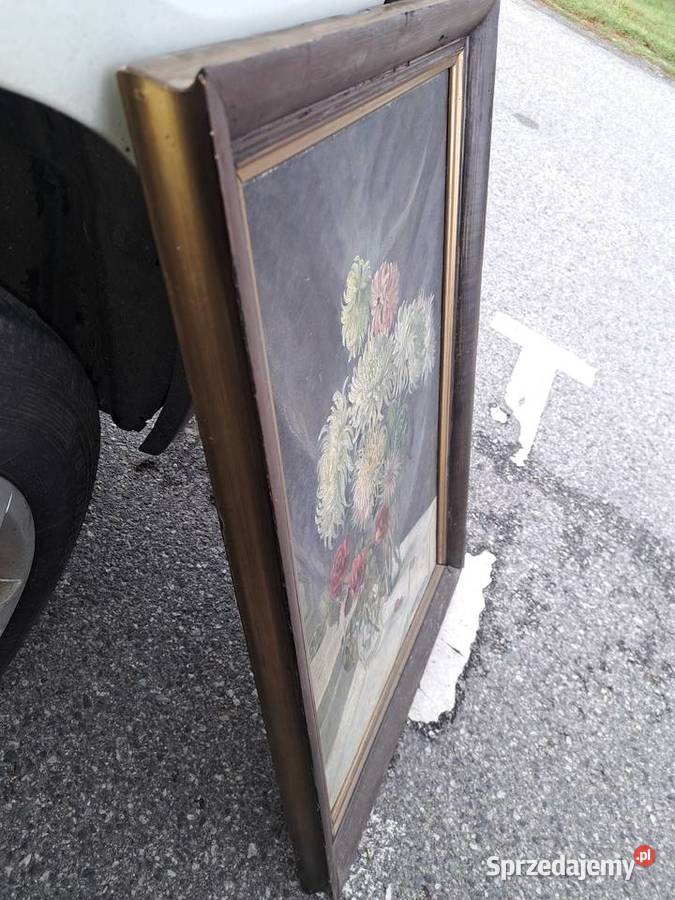 Stary obraz z 1916 roku olej na plotnie Lubań