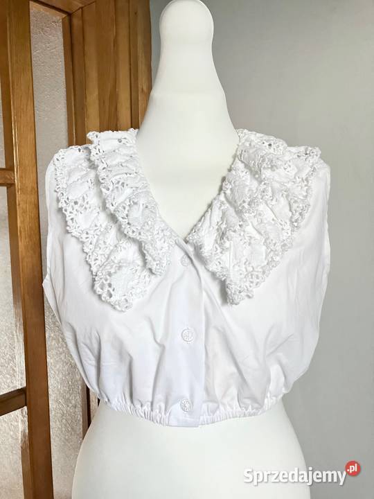 Nowa biała bluzka crop top Hess Frackmann biały Nisko