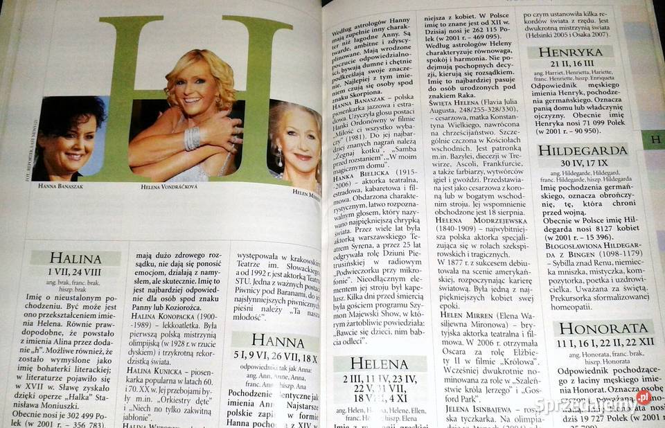 Imiennik 300 najpopularniejszych imion kobiecych sprzedam