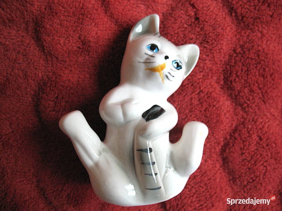 Kot młody zabawny kotek figurka porcelana 8 x 6 mazowieckie Siedlce