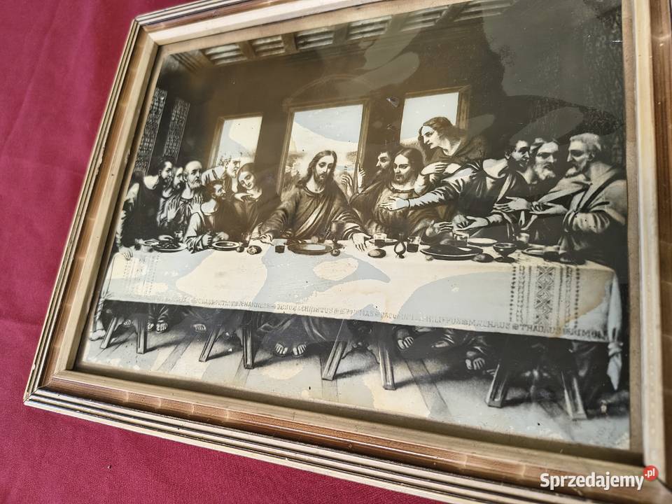 Stara reprodukcja Ostatnia Wieczerza obraz Chorzew