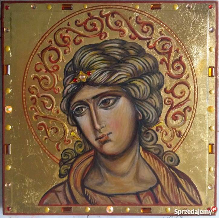 Ikona Pisana Anioł Złotowłosy na desce lipowej Szczecin