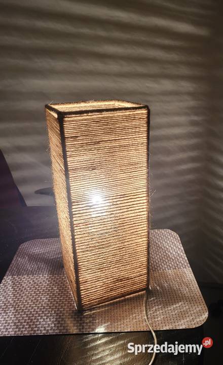 Ręcznie robiona lampa z juty naturalne światło Lampy stołowe i nocne Lampy Zakliczyn