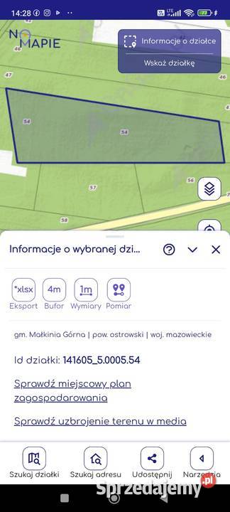Działka leśna 242 ha całkowitym wyrębie drzew mazowieckie Daniłówka Druga