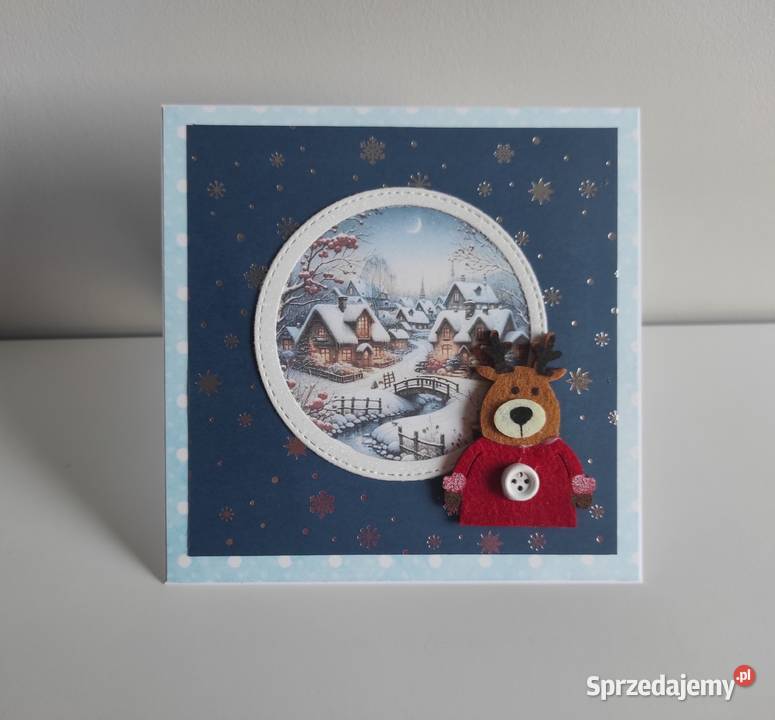 Kartka ręcznie robiona handmade z okazji Świąt Łódź