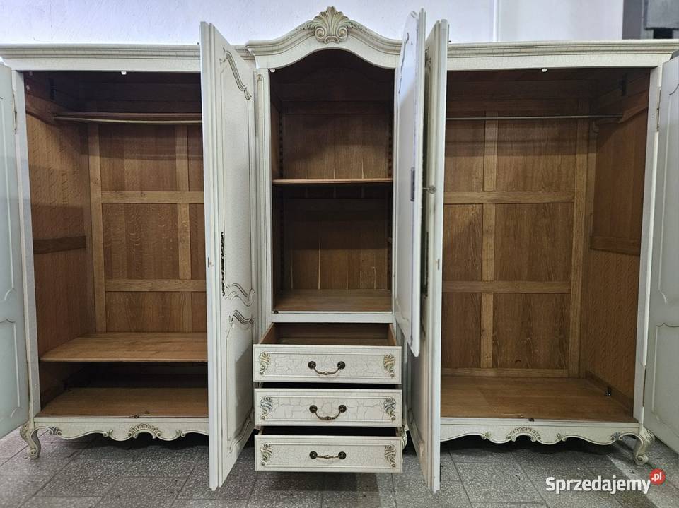 Duża francuska szafa Ludwikowska biała 300 Nowy Sącz