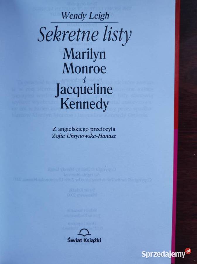 Sekretne listy Marilyn Monroe i Jacqueline ISBN 8167880600736 Pozostałe świętokrzyskie Kielce