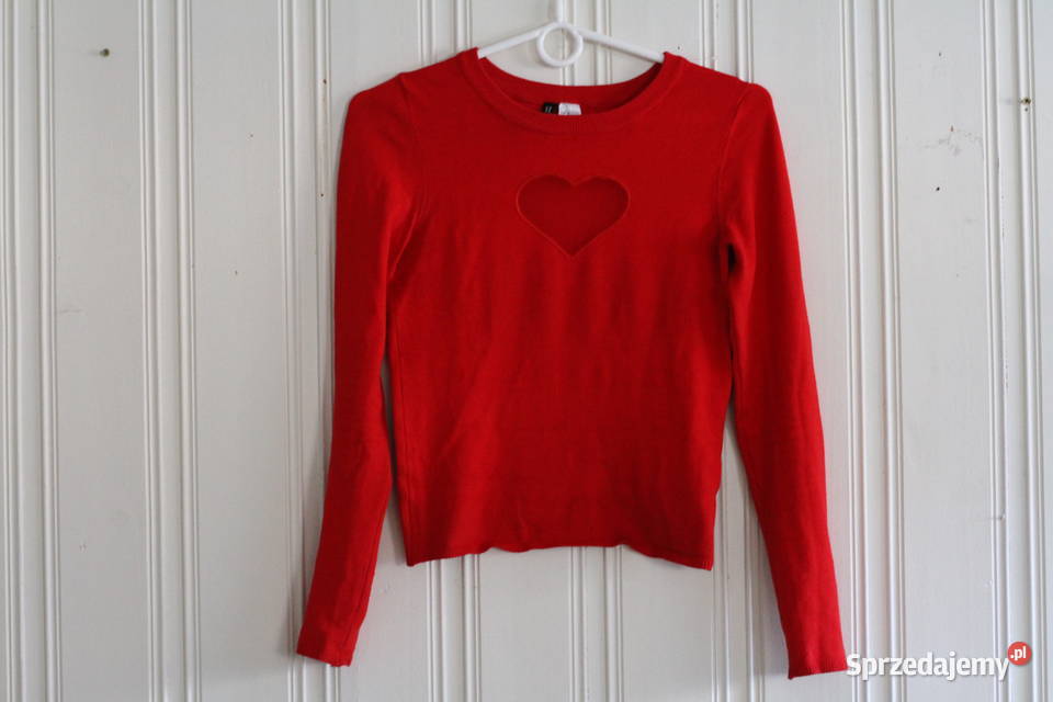 czerwony sweter bluzka HM xs 34 siatka siateczka czerwony Swetry i golfy Toruń