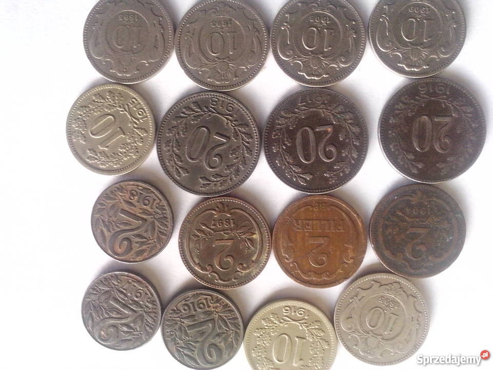 Monety 1 2 10 20 heller Filler Austria Austro