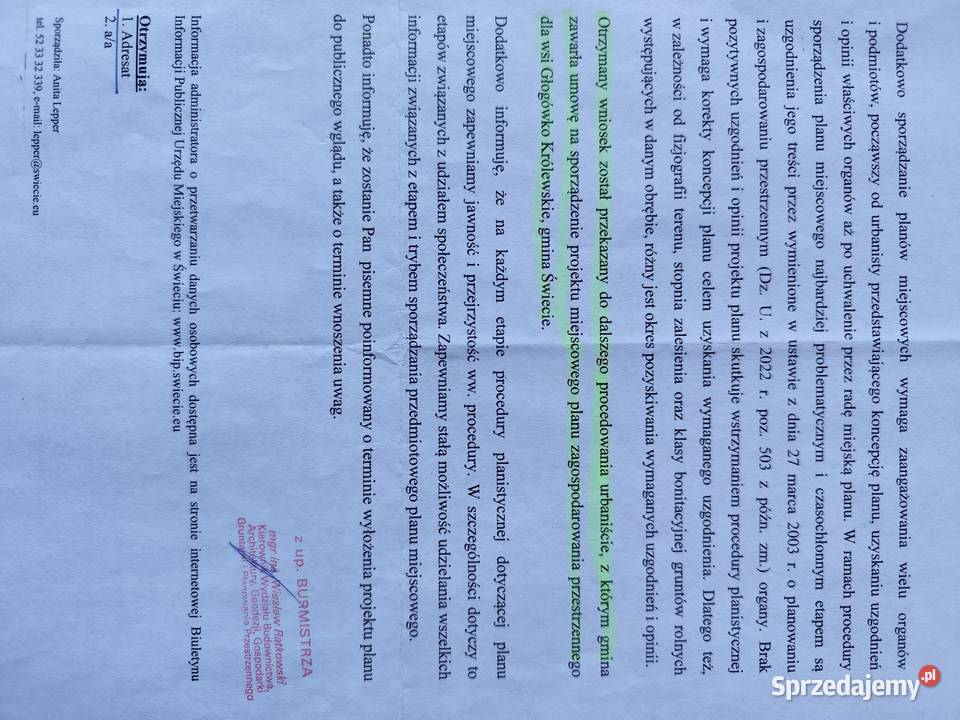 Sprzedam działkę budowlano inwestycyjna utwardzona