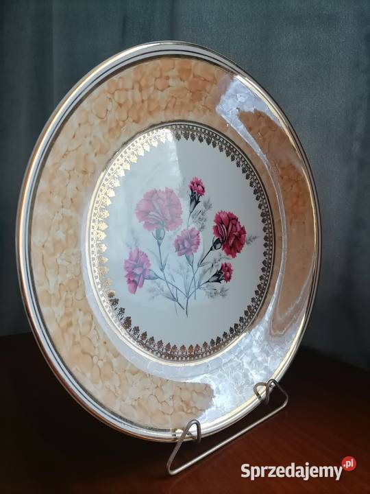 Duży Talerz Patera Dekoracyjna Goździki